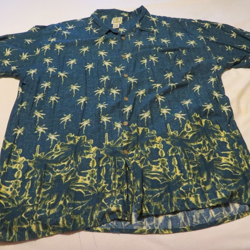 MENS PALM TREE PRINT SHORT SLEEVE SHIRT XXL